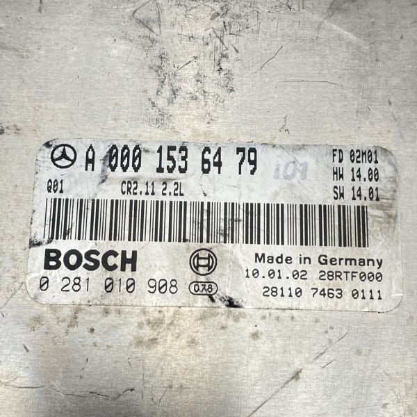 Блок управления двигателем (ЭБУ) на Mercedes C-class W203 2.2 CDI A0001536479 0281010908 CR2.11