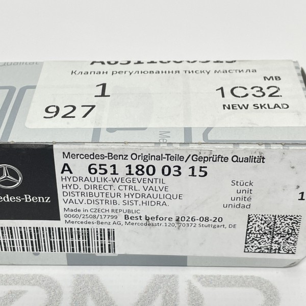 A6511800315 Oil pressure control valve 2.2 OM651 for Mercedes Sprinter W906 / W907 / Vito W639, W447