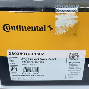 2803601008302 Клапан рециркуляции отработавшихся газов (EGR) Continental 2.2 CDI OM651 на Mercedes Sprinter W 906 / W907 / Vito W639 W447 A65114008600