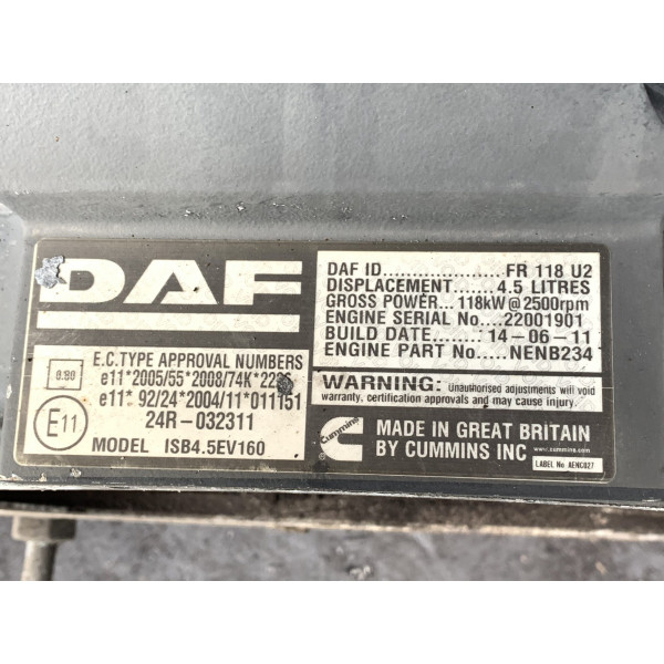 Двигатель мотор двигун DAF LF 45 PACCAR FR 118 U2 — 4.5 литра EURO 5 (2006 — 2013)